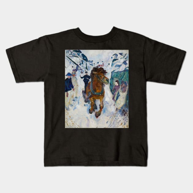 Edvard Munch painting horse Kids T-Shirt by KOTFILMS